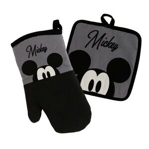 NWT Oven Mitt & Potholder w Neoprene Mickey Mouse Ears Head Peeking Disney